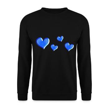 quatre cœurs bleu scintillants - Sweat-shirt Unisexe - noir - Devant - Alina (178cm) & Michal (187cm)