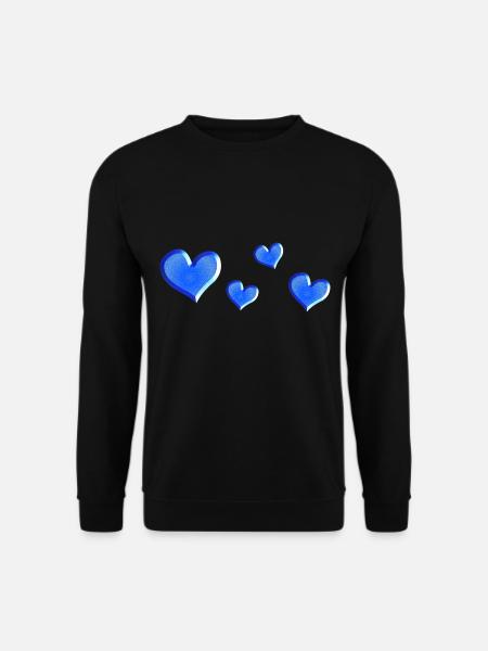 four hearts blue glittering - Unisex Sweatshirt - black