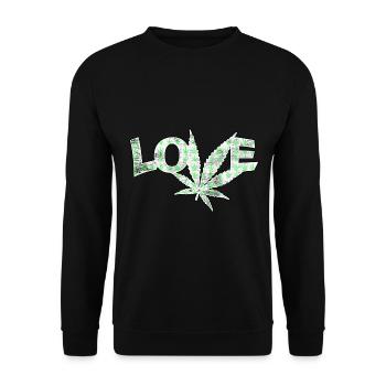 Love Marijuana Cannabis Blatt - Unisex Pullover - Schwarz - Vorne - Alina (178cm) & Michal (187cm)