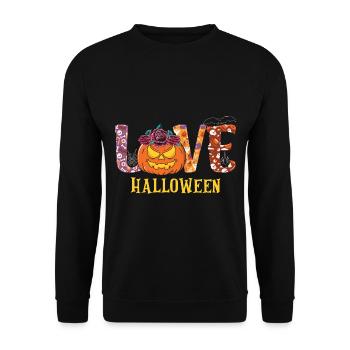 Halloween Love Pumpkin - Unisex Sweatshirt - black - Front - Alina (178cm) & Michal (187cm)