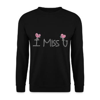 hearts pink love I miss you - Unisex Sweatshirt - black - Front - Alina (178cm) & Michal (187cm)