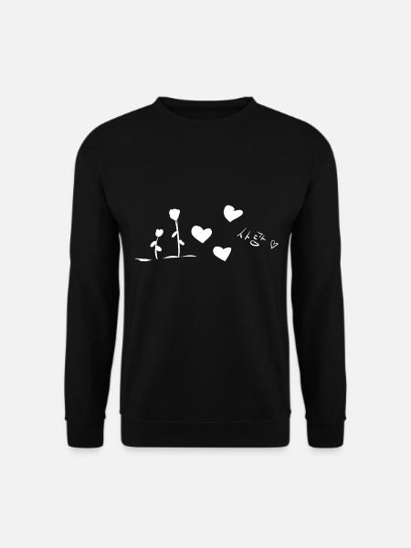 liebe text koreanisch herzen blumen - Unisex Pullover - Schwarz