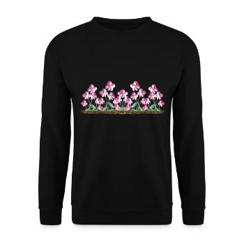 pinke blumen glitzer pflanzen natur symbol - Unisex Pullover - Schwarz - Vorne - Alina (178cm) & Michal (187cm)