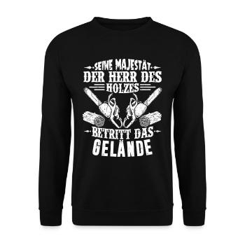 HERR DES HOLZES / HOLZ / KETTENSÄGE - Unisex Pullover - Schwarz - Vorne - Alina (178cm) & Michal (187cm)