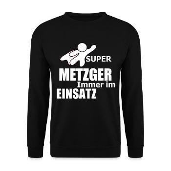 METZGER Beruf Geschenk - Unisex Pullover - Schwarz - Vorne - Alina (178cm) & Michal (187cm)