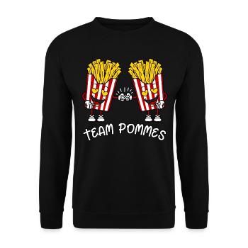 Funny French Fries Bags Fries Team Fries - Unisex Sweatshirt - black - Front - Alina (178cm) & Michal (187cm)
