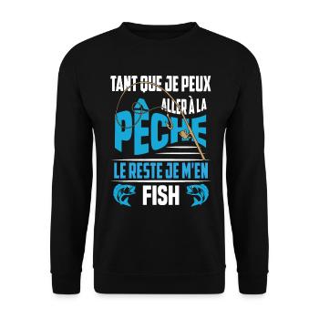 je m'en fish cadeau pêcheur pêche - Sweat-shirt Unisexe - noir - Devant - Alina (178cm) & Michal (187cm)