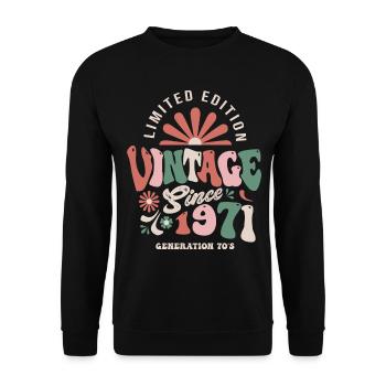 1971 Anniversaire 1971 vintage - Sweat-shirt Unisexe - noir - Devant - Alina (178cm) & Michal (187cm)
