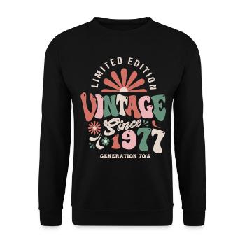 1977 Anniversaire 1977 vintage - Sweat-shirt Unisexe - noir - Devant - Alina (178cm) & Michal (187cm)