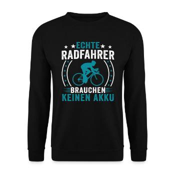 Echte radfahrer brauchen keinen akku - Unisex Pullover - Schwarz - Vorne - Alina (178cm) & Michal (187cm)