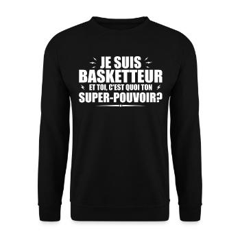 I'm a basketball player. What's your superpower? - Unisex Sweatshirt - black - Front - Alina (178cm) & Michal (187cm)