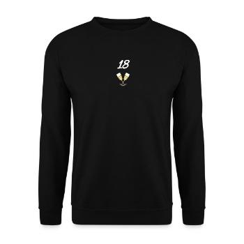 geburtstagsmotiv 18, Sektgläser farbig - Unisex Pullover - Schwarz - Vorne - Alina (178cm) & Michal (187cm)