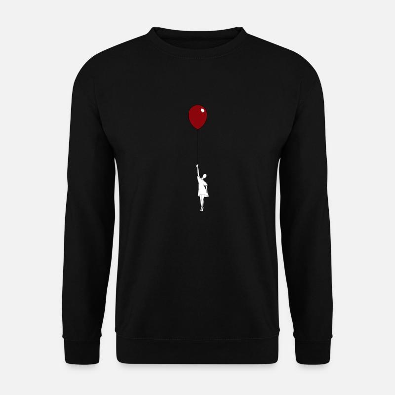 Mädchen mit roten Ballon und weißem Kleid - Unisex Pullover - Schwarz