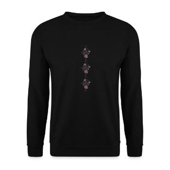 Bordüre mit stilisierten Rosen - Unisex Pullover - Schwarz - Vorne - Alina (178cm) & Michal (187cm)