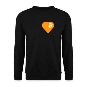 Bitcoin Herz - Unisex Pullover - Schwarz - Vorne - Alina (178cm) & Michal (187cm)
