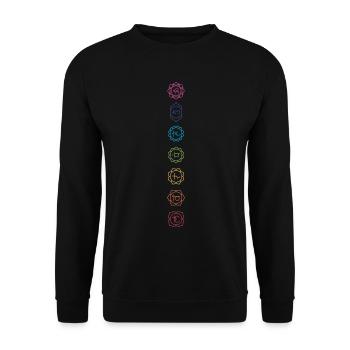 Blumen Chakren Chakra Meditation Zen - Unisex Pullover - Schwarz - Vorne - Alina (178cm) & Michal (187cm)