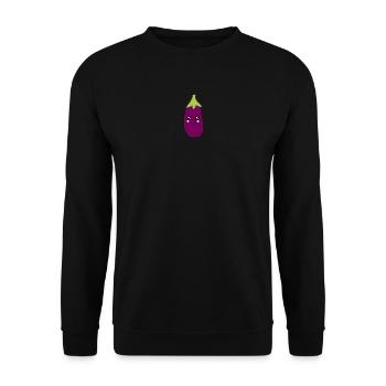 Kawaii,Eggplant,purple, fruits, vegetables, vegan, - Unisex Sweatshirt - black - Front - Alina (178cm) & Michal (187cm)
