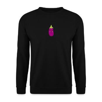 Kawaii,Eggplant,purple, fruits, vegetables, vegan, - Unisex Sweatshirt - black - Front - Alina (178cm) & Michal (187cm)