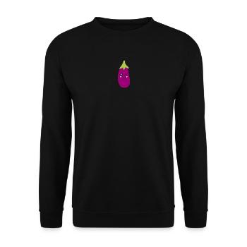 Kawaii,Eggplant,purple, fruits, vegetables, vegan, - Unisex Sweatshirt - black - Front - Alina (178cm) & Michal (187cm)