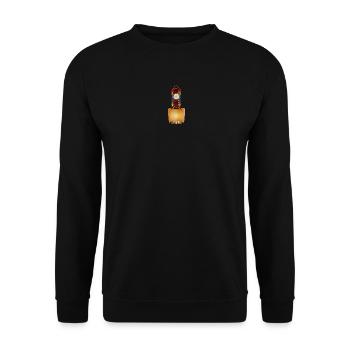 geschmückte Kuhglocke und Edelweiß Blüte - Unisex Pullover - Schwarz - Vorne - Alina (178cm) & Michal (187cm)