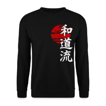 Wado Ryu Karate Japanische Kampfkunst Gym - Unisex Pullover - Schwarz - Vorne - Alina (178cm) & Michal (187cm)