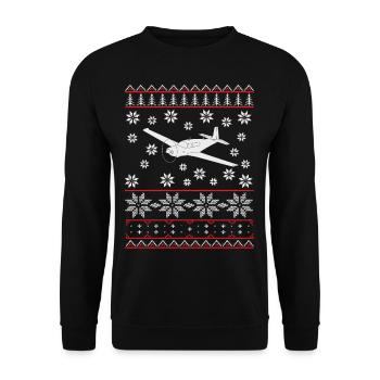 ugly christmas mooney pilot geschenk Sportflugzeug - Unisex Pullover - Schwarz - Vorne - Alina (178cm) & Michal (187cm)