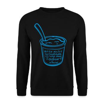 Bitte nicht schubsen ich habe Joghurt im Beutel - Unisex Pullover - Schwarz - Vorne - Alina (178cm) & Michal (187cm)