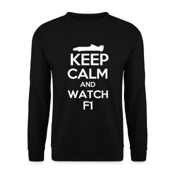 Keep calm and watch F1 gift idea - Unisex Sweatshirt - black - Front - Alina (178cm) & Michal (187cm)