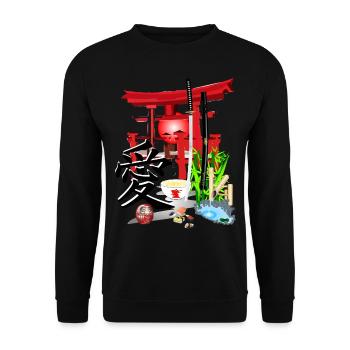 Japan - Unisex Pullover - Schwarz - Vorne - Alina (178cm) & Michal (187cm)