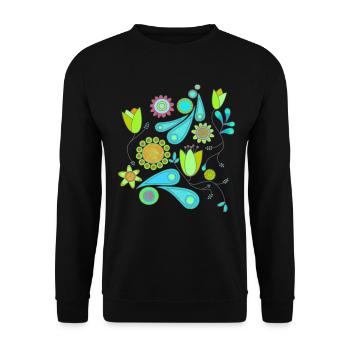 motif de fleurs - Sweat-shirt Unisexe - noir - Devant - Alina (178cm) & Michal (187cm)