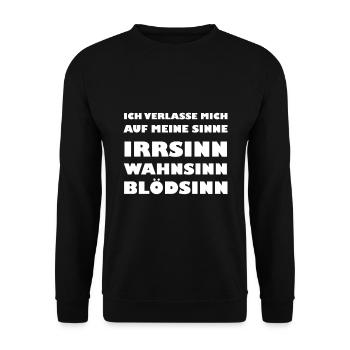ich verlasse mich auf meine sinne - Unisex Pullover - Schwarz - Vorne - Alina (178cm) & Michal (187cm)