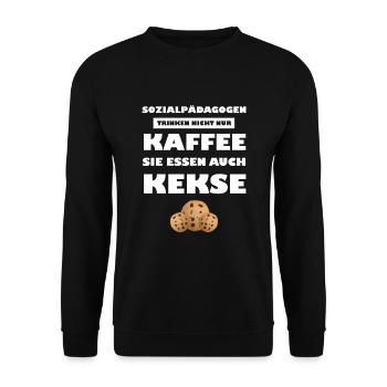Sozialpädagogen Trinken Nicht Nur Kaffee… - Unisex Pullover - Schwarz - Vorne - Alina (178cm) & Michal (187cm)