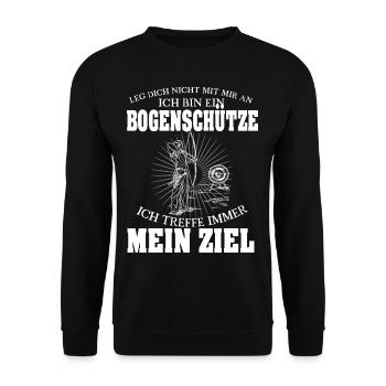 Bogenschütze Pfeil und Bogen Bogenschießen Geschen - Unisex Pullover - Schwarz - Vorne - Alina (178cm) & Michal (187cm)
