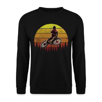 Mountainbike MTB Mountainbiker Mountainbikerin - Unisex Pullover - Schwarz - Vorne - Alina (178cm) & Michal (187cm)