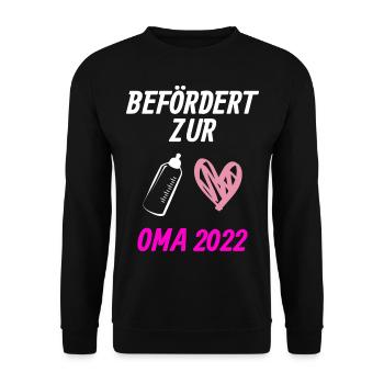 Befördert zur Oma 2022 Großmutter Geschenk - Unisex Pullover - Schwarz - Vorne - Alina (178cm) & Michal (187cm)