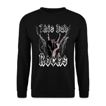 Herren Rock n Roll Papa This Dad Rocks T-Shirt - Unisex Pullover - Schwarz - Vorne - Alina (178cm) & Michal (187cm)