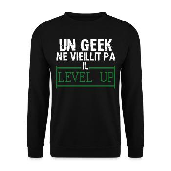t shirt Geek - Sweat-shirt Unisexe - noir - Devant - Alina (178cm) & Michal (187cm)