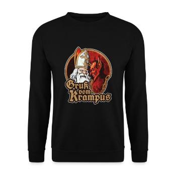 GRUß VOM KRAMPUS NIKOLAUS KRAMPUSTAG GESCHENK - Unisex Pullover - Schwarz - Vorne - Alina (178cm) & Michal (187cm)