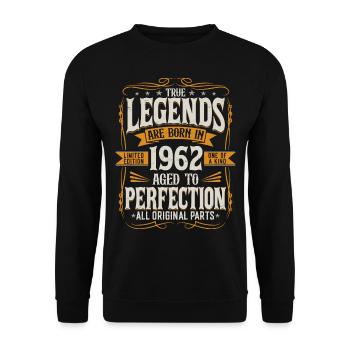 Né en 1962 Legends Cadeau d’anniversaire - Sweat-shirt Unisexe - noir - Devant - Alina (178cm) & Michal (187cm)