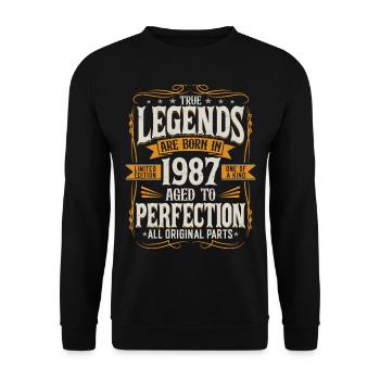 Né en 1987 Legends Cadeau d’anniversaire - Sweat-shirt Unisexe - noir - Devant - Alina (178cm) & Michal (187cm)