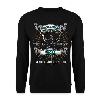 MECHANIKER ZU SEIN Spruch für Mechaniker - Unisex Pullover - Schwarz - Vorne - Alina (178cm) & Michal (187cm)