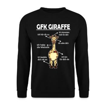 Gfk Kommunikation Giraffe Zoo Giraffensprache - Unisex Pullover - Schwarz - Vorne - Alina (178cm) & Michal (187cm)