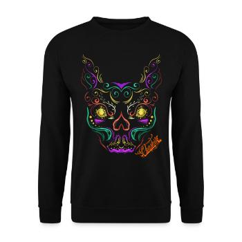 Frontdesign French Bulldog handmade by crashitz - Unisex Pullover - Schwarz - Vorne - Alina (178cm) & Michal (187cm)
