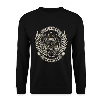 Sei kein Penner Fahr verbrenner Auto V8 Motor V6 - Unisex Pullover - Schwarz - Vorne - Alina (178cm) & Michal (187cm)