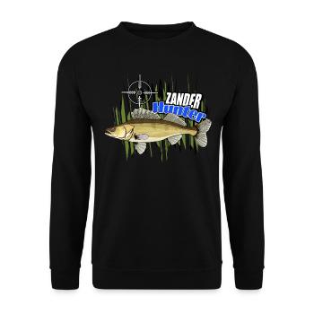 Walleye hunter - Unisex Sweatshirt - black - Front - Alina (178cm) & Michal (187cm)