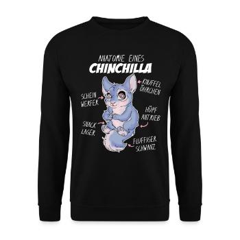 Anatomie eines Chinchilla - Motiv für Liebhaber - Unisex Pullover - Schwarz - Vorne - Alina (178cm) & Michal (187cm)