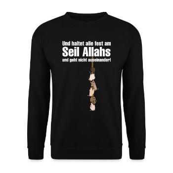 Seil Allahs weiß - Unisex Pullover - Schwarz - Vorne - Alina (178cm) & Michal (187cm)