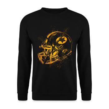 American Football Helm Grunge Splash USA Sport - Unisex Pullover - Schwarz - Vorne - Alina (178cm) & Michal (187cm)