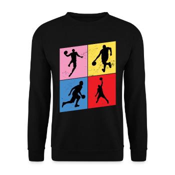Basketball Basketballspieler Spieler Vintage Retro - Unisex Pullover - Schwarz - Vorne - Alina (178cm) & Michal (187cm)