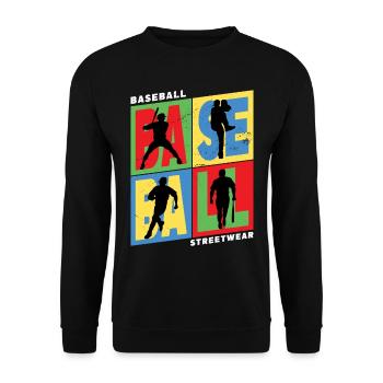 Baseball Baseballspieler USA Sport Vintage Retro - Unisex Pullover - Schwarz - Vorne - Alina (178cm) & Michal (187cm)